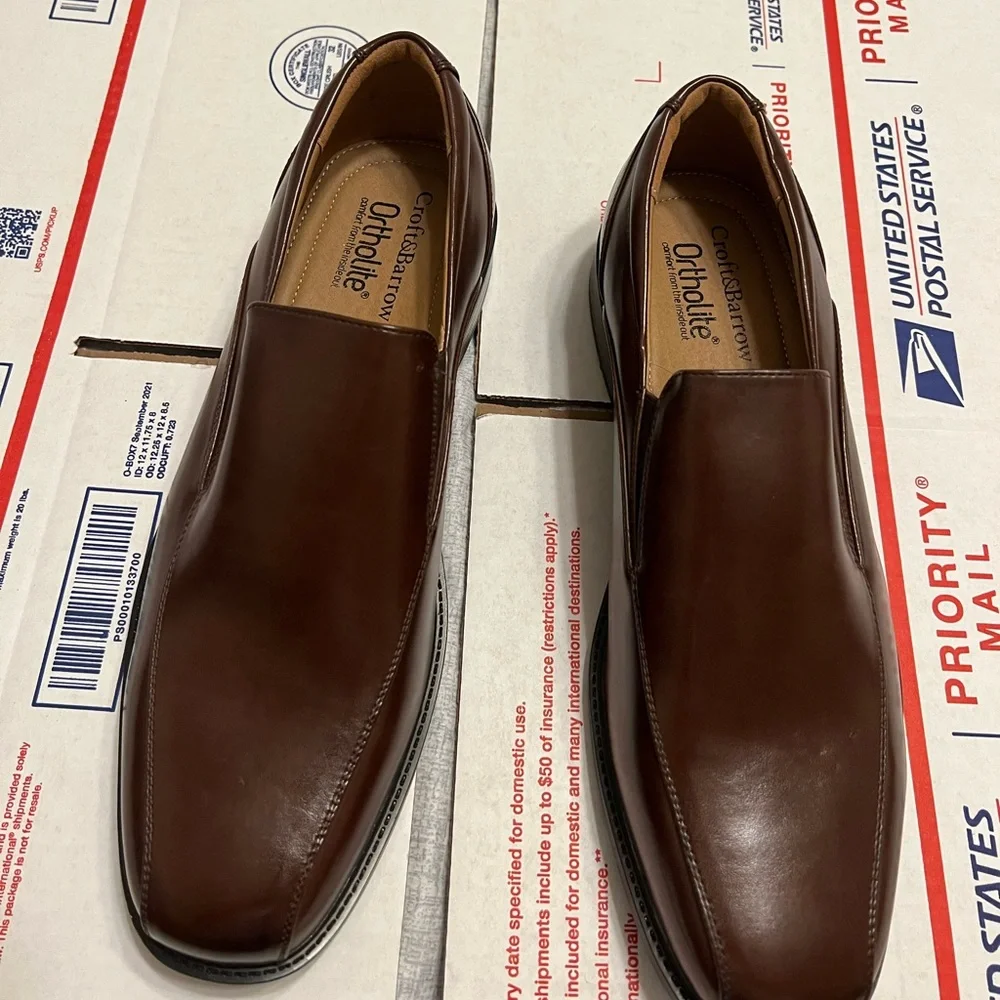 New Croft & Barrow Perry Men's Ortholite Bicycle-Toe Dress Shoes Brown. Men’s 11